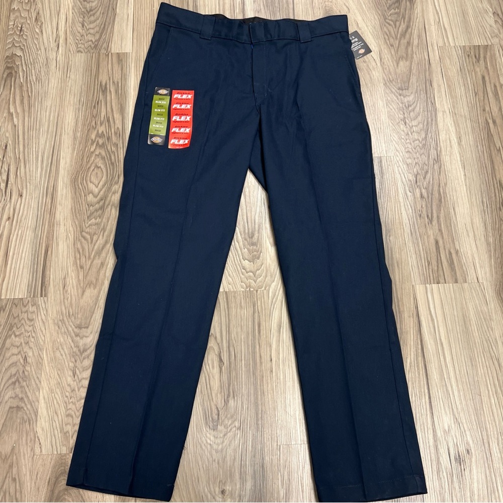 Dickies Flex Twill Work Pants Slim Fit Tapered Leg Men's 36x32 Navy NWT